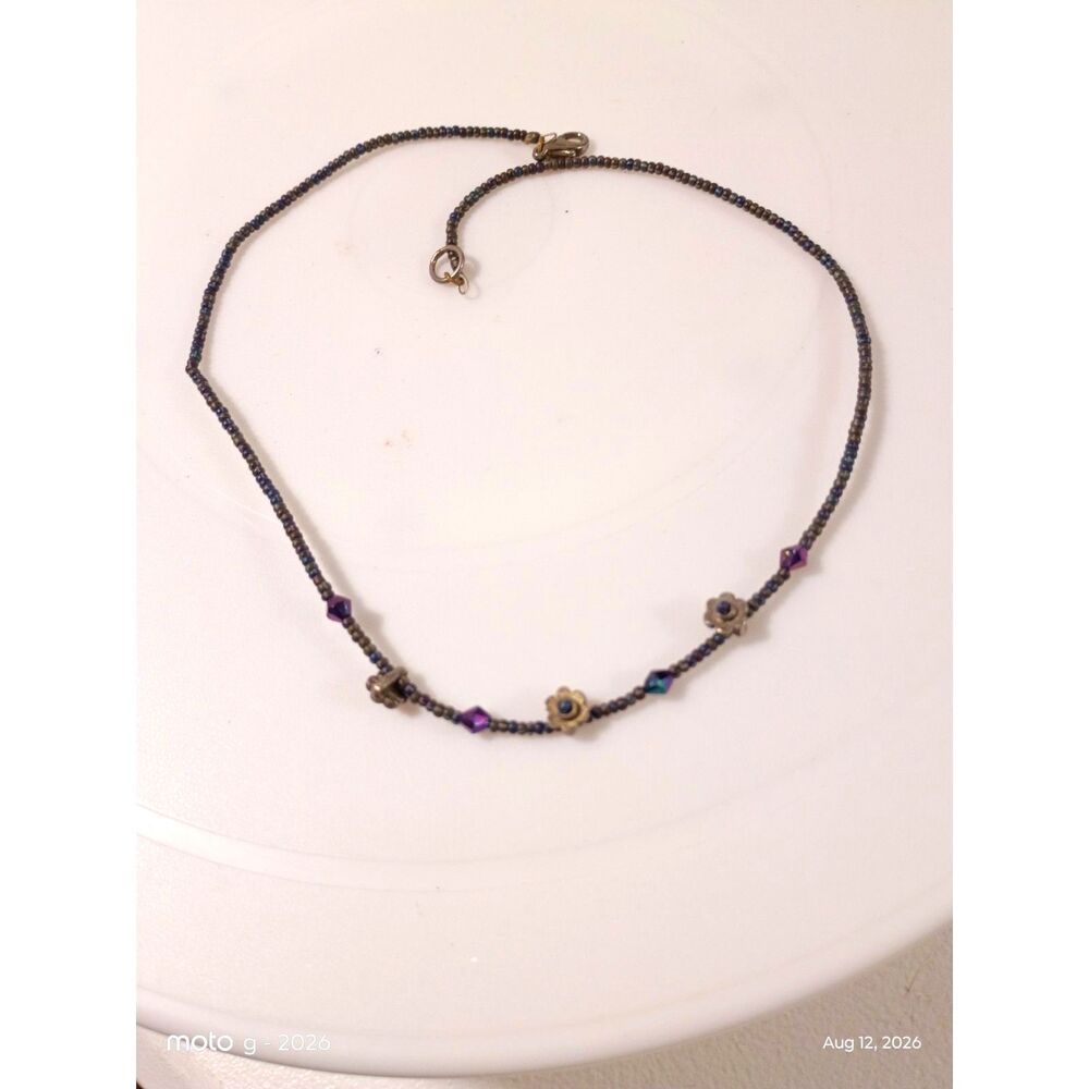 Flower Charm Necklace | Delicate Beaded Layering Chain
